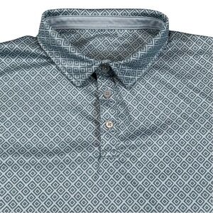 Swannies Golf Polo Shirt Performance Diamond AOP Green Casual Men’s XL